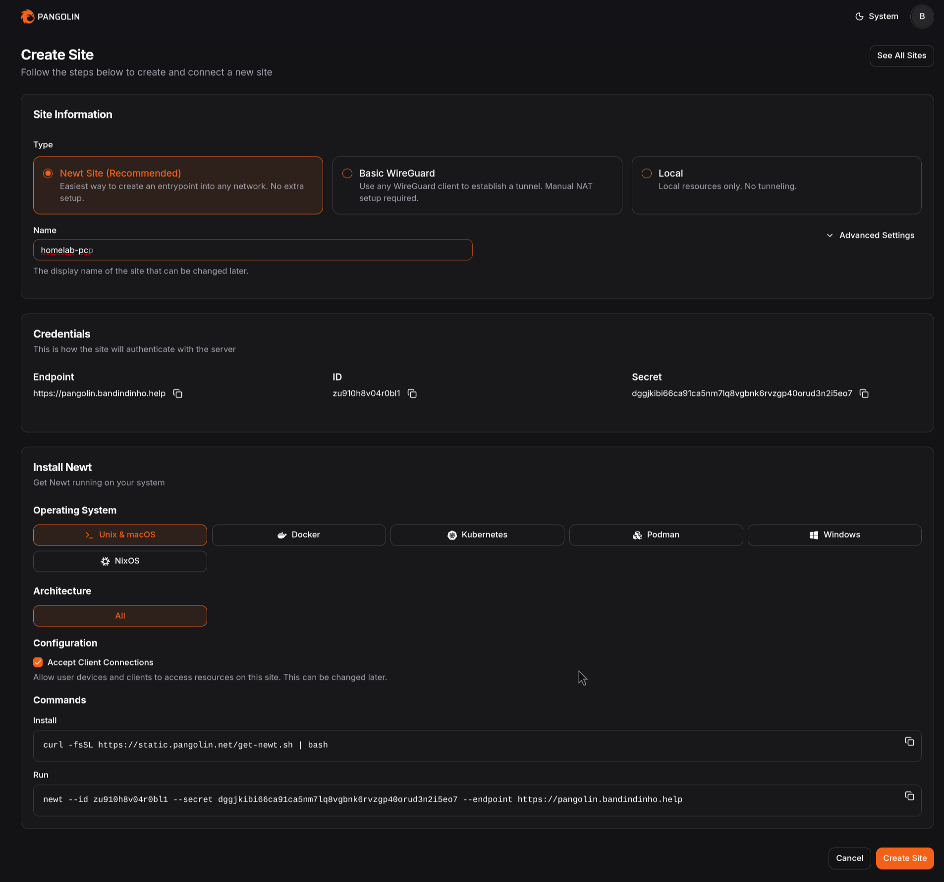 Configuração de VPN e Newt